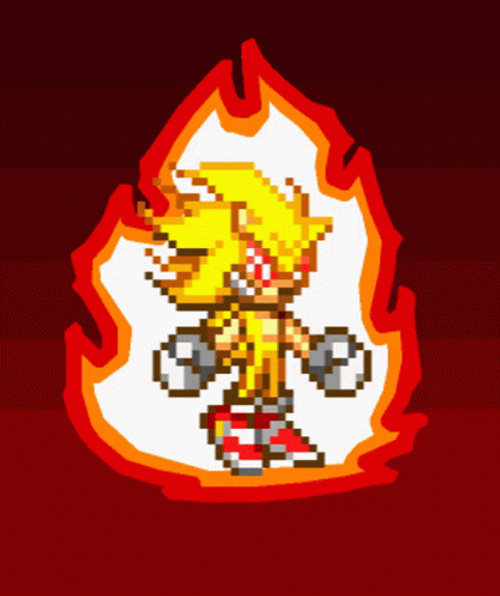 Super Sonic Fiery Super Powers Pixel Animation GIF