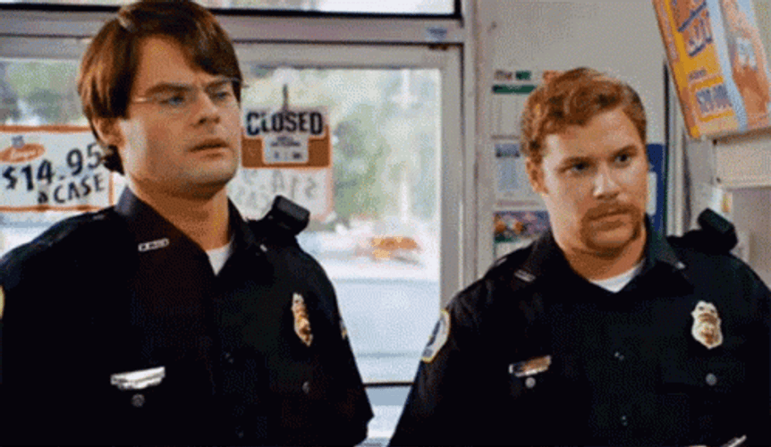 Superbad Bill Hader With Workmate On Convenience Store GIF