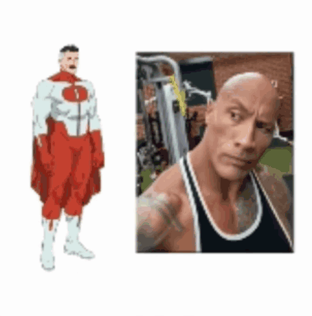 Superhero Cartoon and Dwayne The Rock