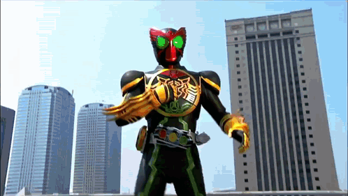 Superhero in Front of City Skyline