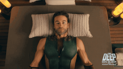 Superhero Lying in Bed Saying The Deep Sigma Solarium Vought Wellness