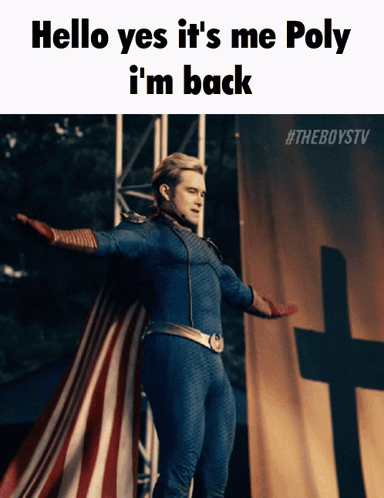 Superhero Saying Poly I'm Back at Cross