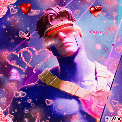 Superhero Surrounded by Hearts Picmix