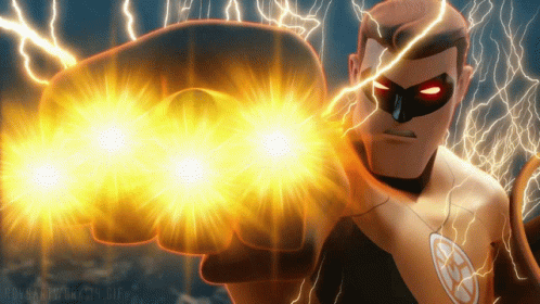 Superhero Throwing Punch With Lightning