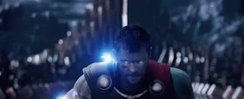 Superhero with Blue Lightning from Chest