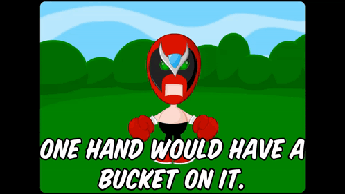 Superhero With Bucket on One Hand