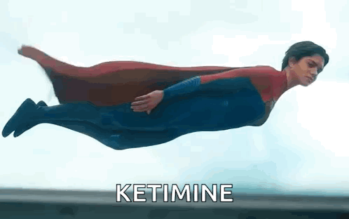 Superhero Woman Flying With Ketamine GIF