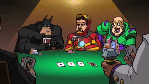 Superheroes Batman Ironman Playing Poker Animation GIF