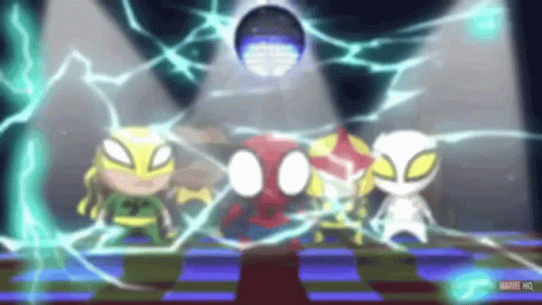 Superheroes Standing in Front of Disco Ball