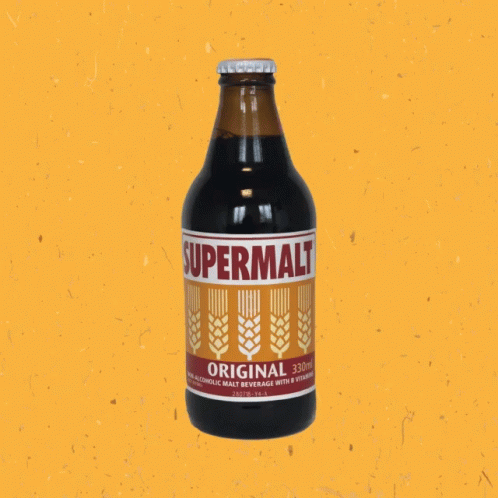 Supermalt Original Bottle And Like Icon On Yellow GIF