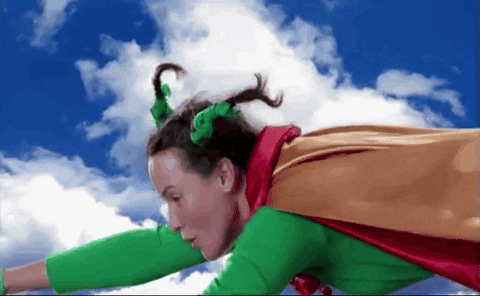 Superwoman Flying With Crazy Hair GIF