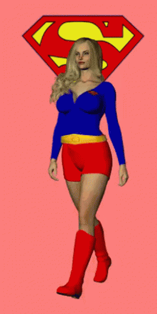 Superwoman Walking In Costume GIF
