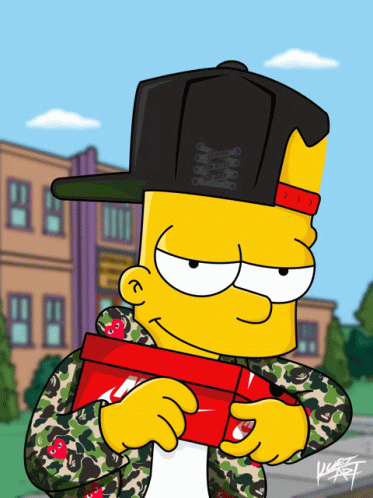 Supreme Attire Bart Simpson Money Gun GIF