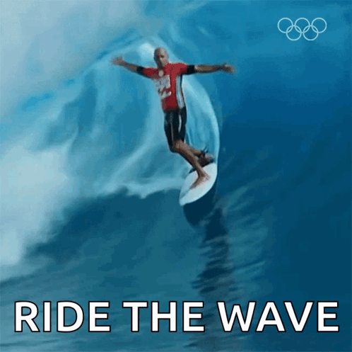 Surfer Riding Wave Ride the Wave