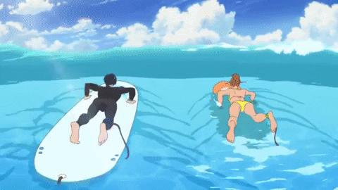Surfing Along Japanese Wave GIF