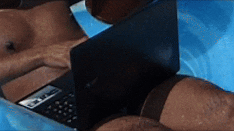 Surfing The Net In Palm Tree Floater GIF