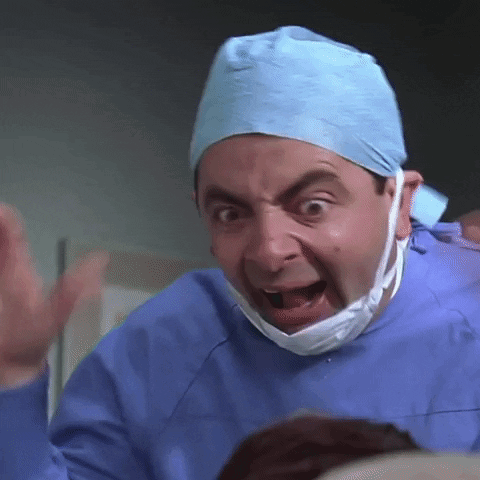 Surgeon with Mask Making Funny Face