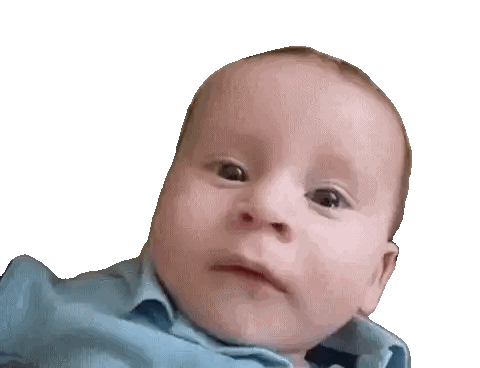 Surprised Baby in Blue Shirt