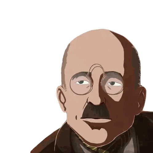 Surprised Bald Man with Glasses and Mustache