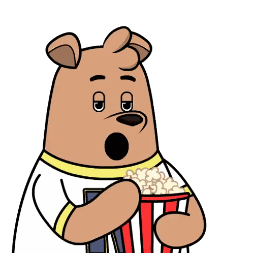Surprised Bear Holding Popcorn