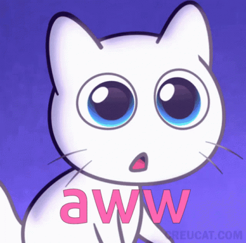 Surprised Cartoon Cat Pink Aww