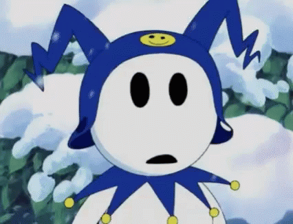 Surprised Cartoon Character in Blue Hat With Smiley Face