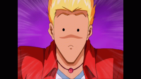 Surprised Cartoon Character in Red Jacket and Choker