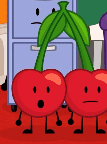 Surprised Cartoon Cherry Beside Another Cherry