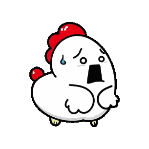 Surprised Cartoon Chicken with Red Crest
