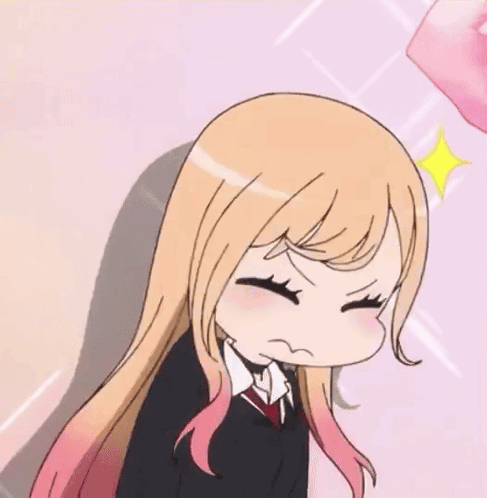 Surprised Cartoon Girl Blonde Hair Pink Highlights GIF