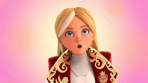 Surprised Cartoon Girl In Red And Gold Coat GIF