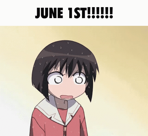 Surprised Cartoon Girl Saying June 1st!!!