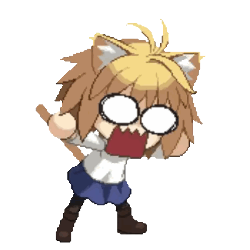 Surprised Cartoon Girl With Cat Ear and Glasses