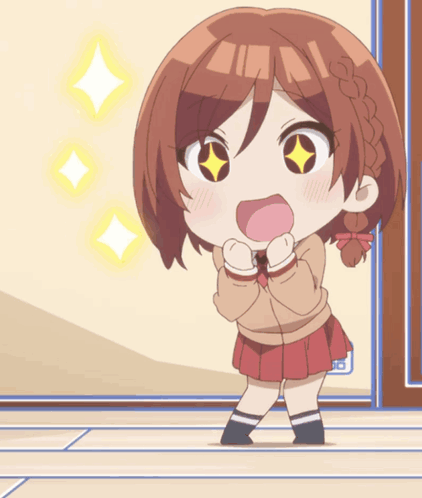 Surprised Cartoon Girl With Star In Eyes GIF