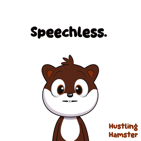 Surprised Cartoon Hamster Saying Speechless