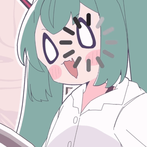 Surprised Girl with Green Hair and White Shirt