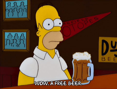Surprised Homer Free Beer At The Bar GIF