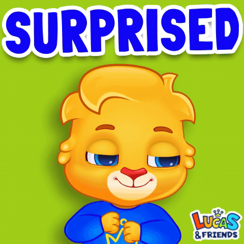 Surprised Lucas and Friends Poster with Cartoon Lion
