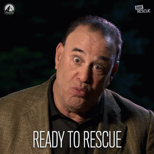Surprised Man With Ready to Rescue Text