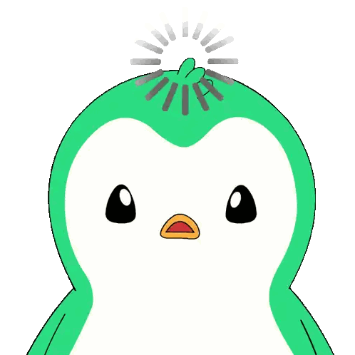 Surprised Penguin with Green Head and Yellow Beak