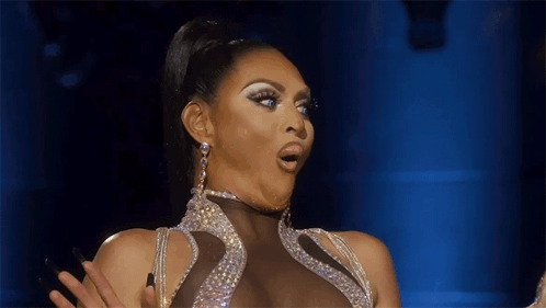 Surprised Woman in Rhinestone Dress