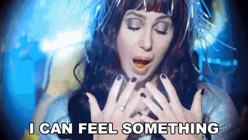 Surprised Woman Saying I Can Feel Something Above Her