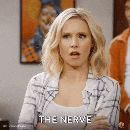 Surprised Woman Saying The Nerve