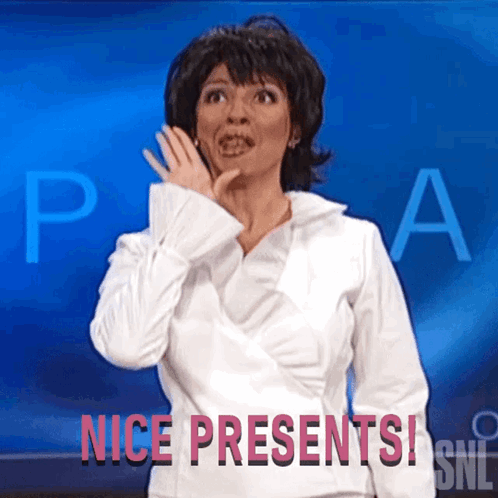 Surprised Woman Says Nice Presents SNL GIF