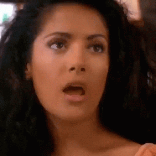 Surprised Woman With Long Black Hair Open Mouth