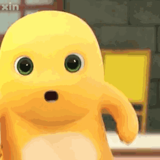 Surprised Yellow Stuffed Animal With Yellow Board GIF