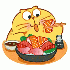 Cat Excited To Eat Sushi GIF