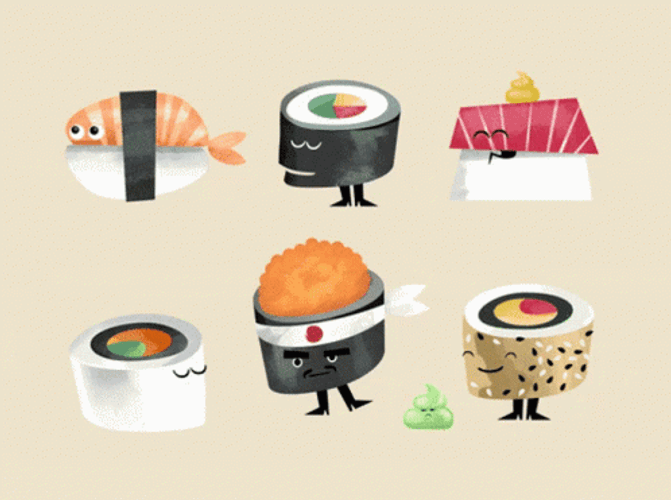 Sushi Kawaii Drawings GIF