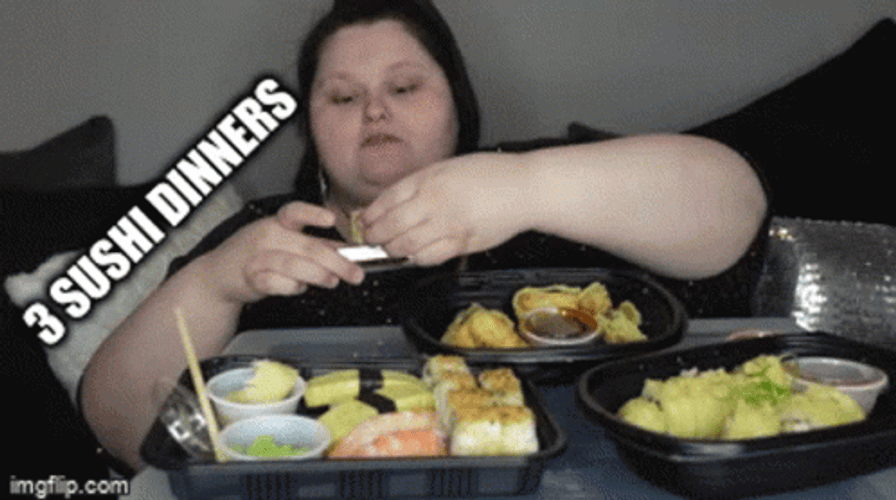 Sushi Mukbang Girl GIF