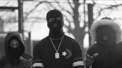 Swarmz Pointing Rapping Ski Mask GIF